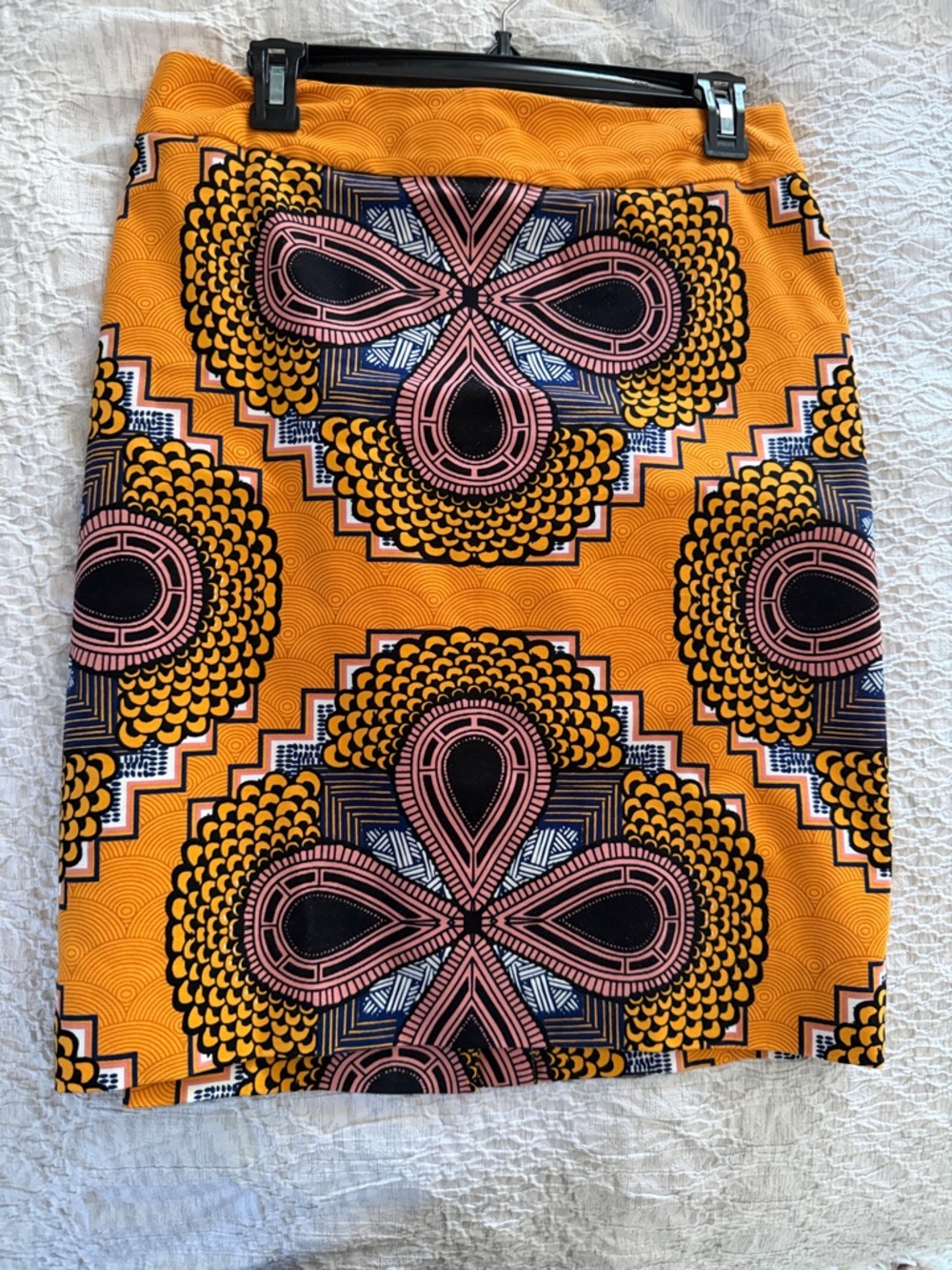 Anthropologie Maeve Orange & Pink Geometric Print Pencil Skirt Sz8